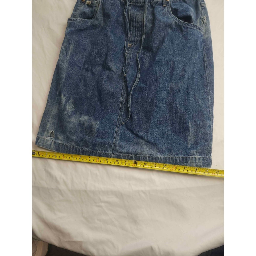 Vintage 80s 90s Blassport Skirt 4P Petite Blue Acid Wash Denim Indie Cabincore - Picture 3 of 10